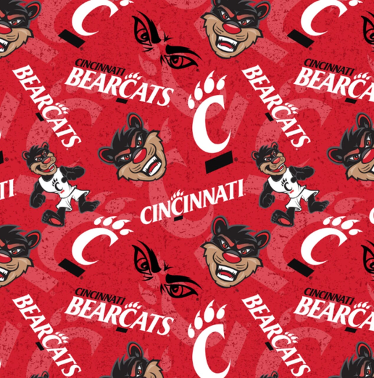 Licensed NCAA University of Cincinnati Tone on Tone Cotton Fabric by the Yard